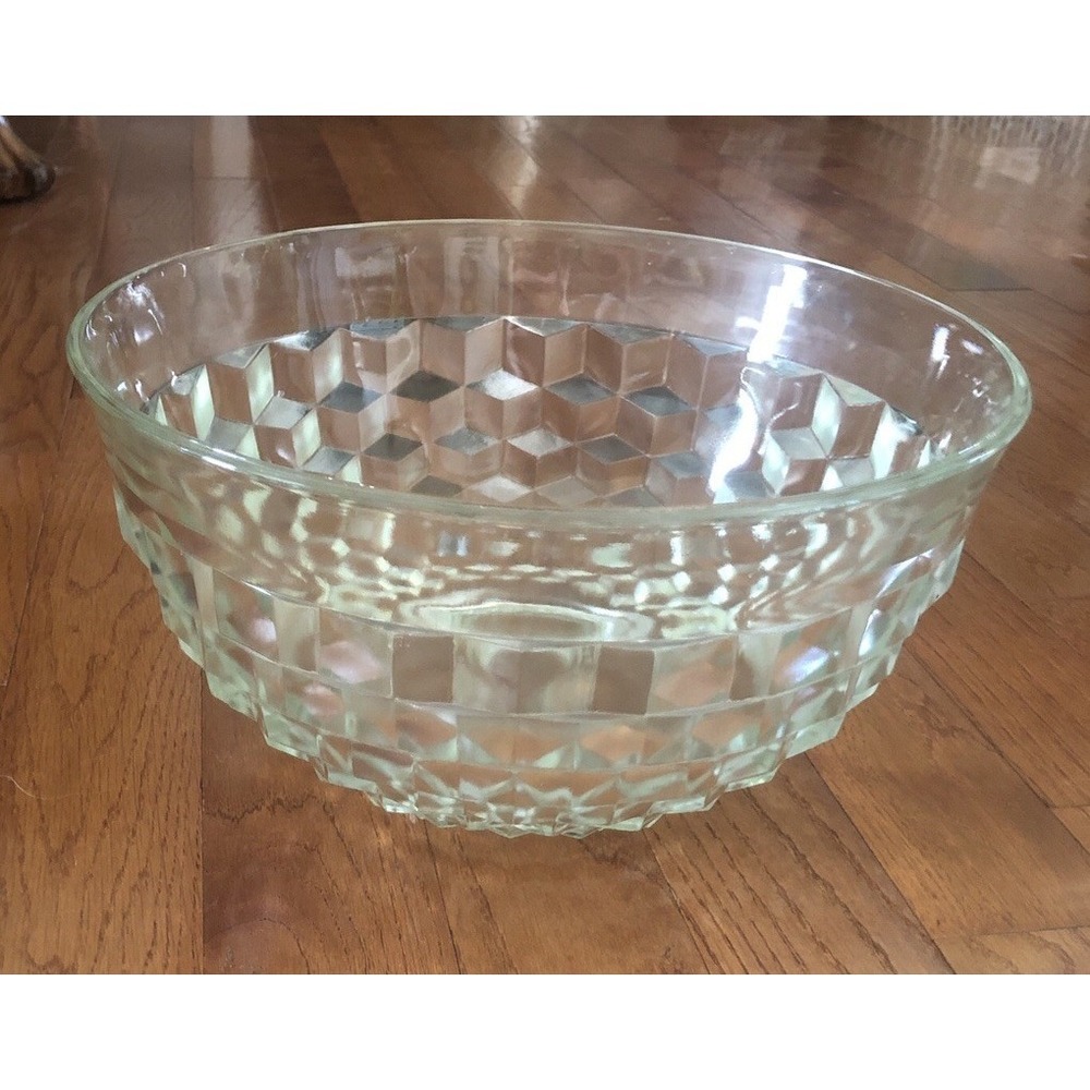 Vintage Indiana Glass Company Whitehall Punch Bowl Cubist